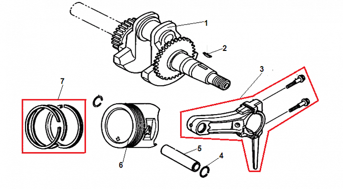 6 ПОРШЕНЬ - ШАТУН ГЕНЕРАТОР CHAMPION LPG2500